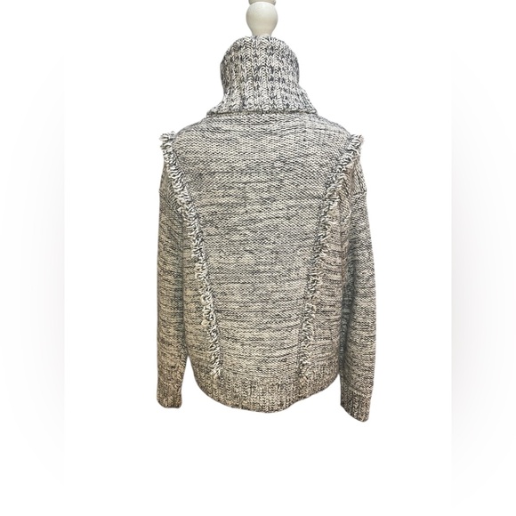 LOU & GREY for Loft Marled Knit Grey Fringe Turtleneck Sweater - Picture 2 of 7